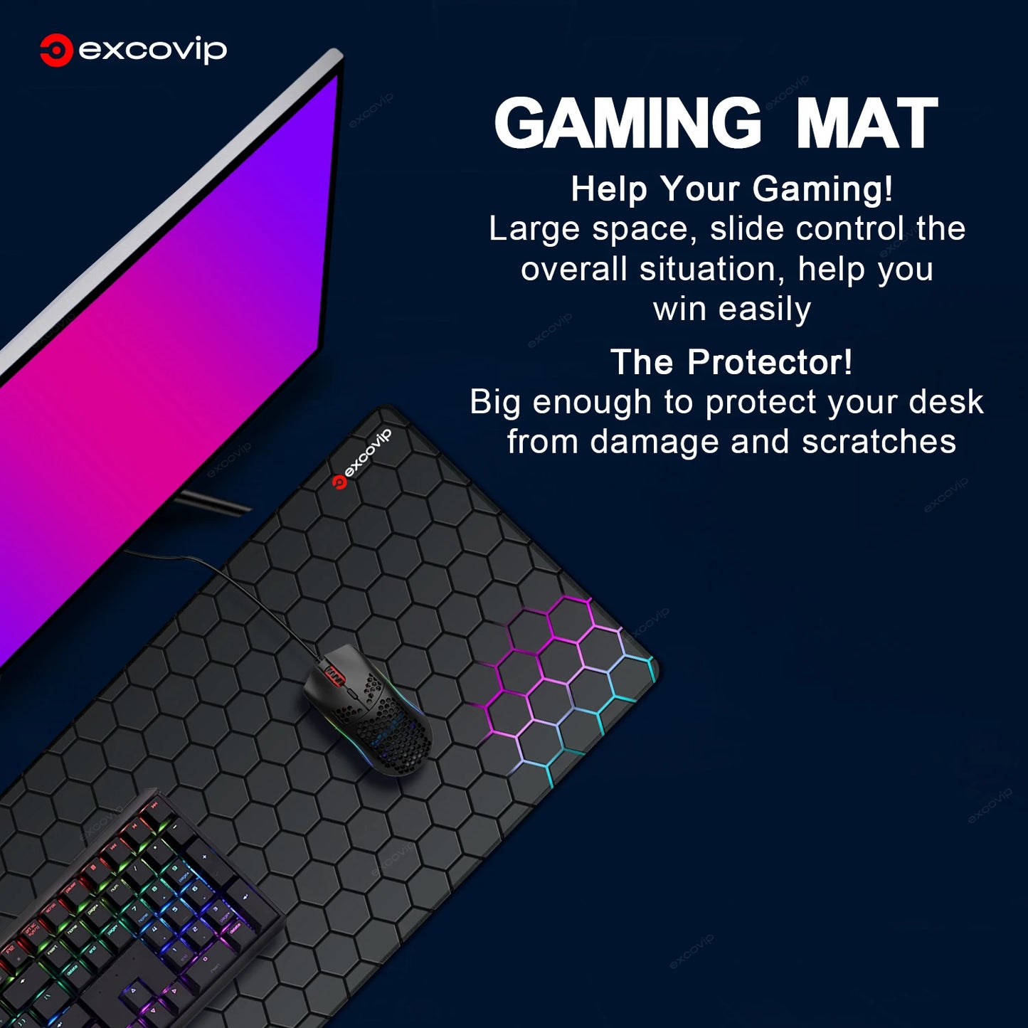 Gaming Mouse Pad Large with Stitched Edge Non-Slip Rubber Base Extended Desk Mat Keyboard Mousepad for Office Home Computer
