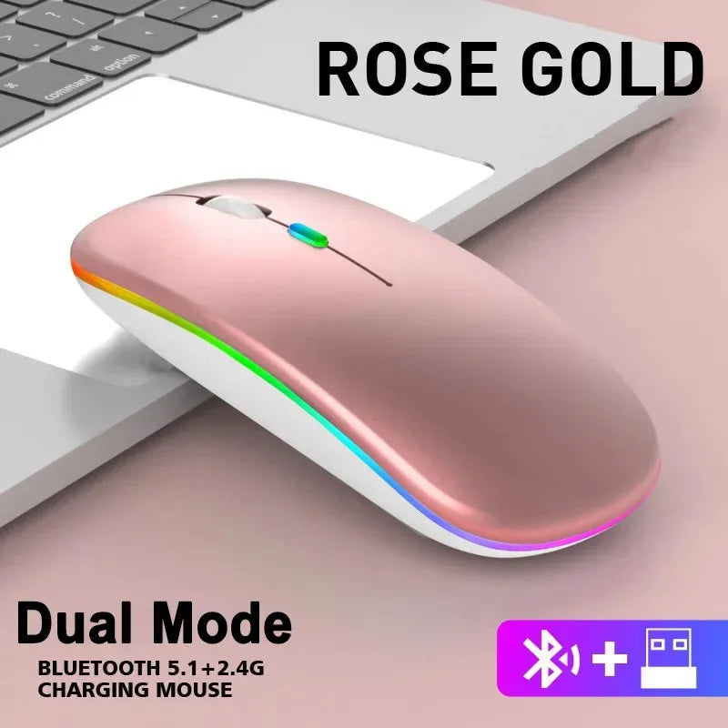 Wireless Mouse Rechargeable Bluetooth5.1 Remote Control 2.4Ghz USB Mouse for Computer Laptop PC Macbook Gaming Mouse Gamer