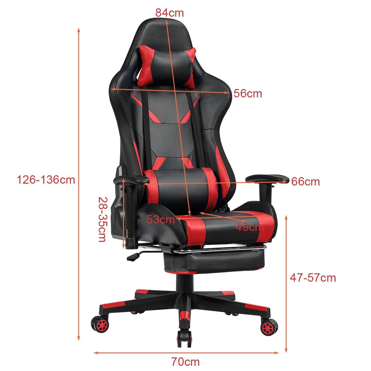 Chaise Gaming Fauteuil De Bureau Hauteur Ajustable Et Dossier Inclinable Repose Pieds Inclus Bleu/Rouge