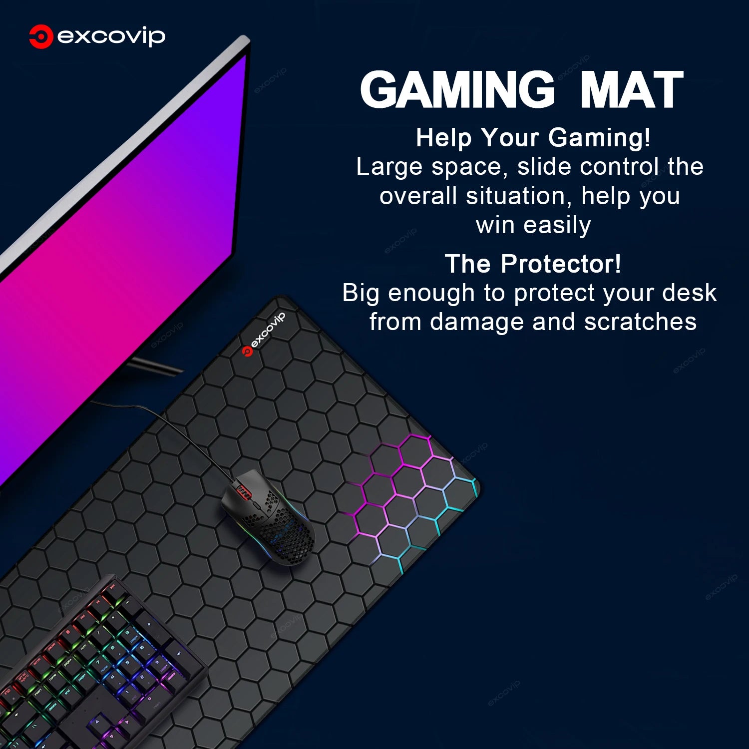 Gaming Mouse Pad Large with Stitched Edge Non-Slip Rubber Base Extended Desk Mat Keyboard Mousepad for Office Home Computer