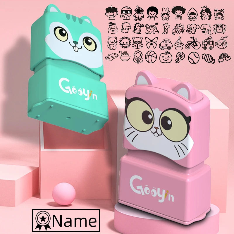 Children'S Name Seal Custom Student'S Name Stamp Kindergarten Clothes Waterproof Name Sticker Kawaii Montessori Stamp Gift