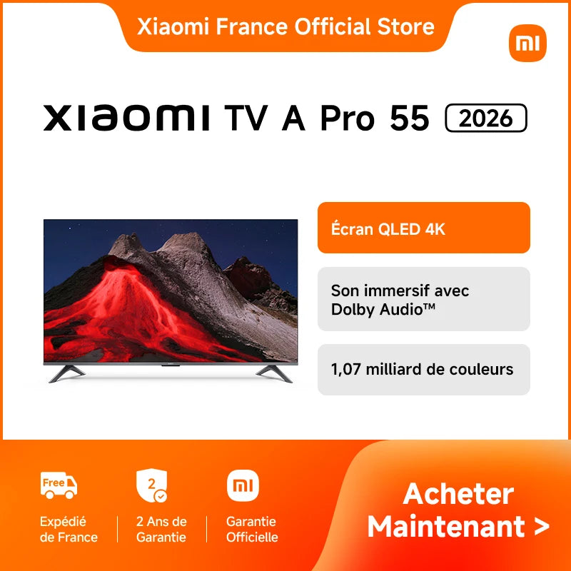 France |  TV a Pro 55 2026 4K, QLED 4K Display, Immersive Sound with Dolby Audio™, DTS:X, DTS Virtual: X, HDR10+ Compatible ,1.07 Billion Colors, DCI-P3 94%