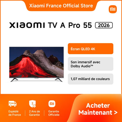 France |  TV a Pro 55 2026 4K, QLED 4K Display, Immersive Sound with Dolby Audio™, DTS:X, DTS Virtual: X, HDR10+ Compatible ,1.07 Billion Colors, DCI-P3 94%