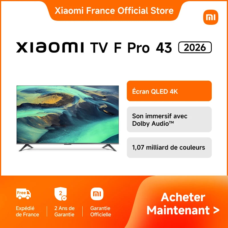France |  TV F Pro 43 2026, Bright 4K QLED Display with Motion Smoothing Technology, Immersive Sound with Dolby Audio™, DTS:X, DTS Virtual: X, 1.07 Billion Colors, DCI-P3 94%
