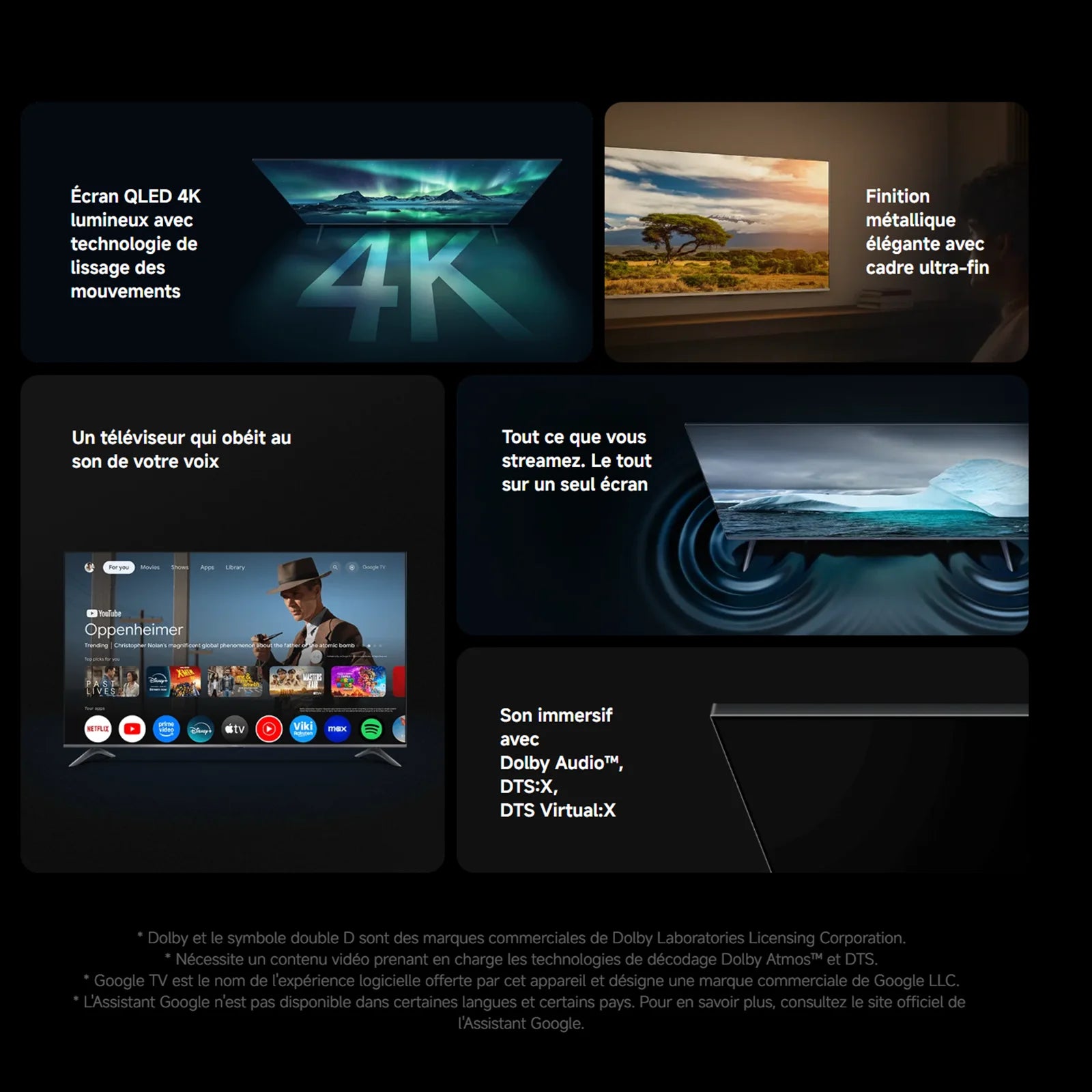 France |  TV a Pro 55 2026 4K, QLED 4K Display, Immersive Sound with Dolby Audio™, DTS:X, DTS Virtual: X, HDR10+ Compatible ,1.07 Billion Colors, DCI-P3 94%