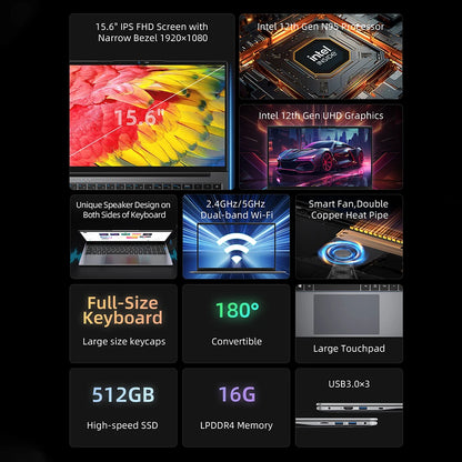 Bmax 15.6"" X15 Pro 16Gb Ram 512Gb Ssd  N95 Cpu Windows 11 Notebook 1920*1080 Dual Wifi USB Pc Laptop Ddr4