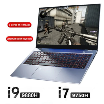 15.6"  Core I7-9750H Gaming Laptops Portable Notbook Computer Pc 32GB DDR4 512GB IPS Wifi Backlight Fingerprint Unlock