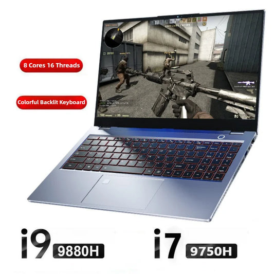 15.6"  Core I7-9750H Gaming Laptops Portable Notbook Computer Pc 32GB DDR4 512GB IPS Wifi Backlight Fingerprint Unlock