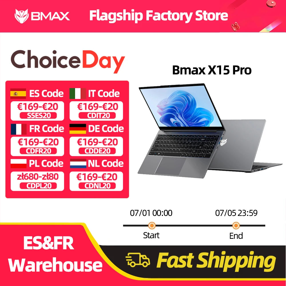 Bmax 15.6"" X15 Pro 16Gb Ram 512Gb Ssd  N95 Cpu Windows 11 Notebook 1920*1080 Dual Wifi USB Pc Laptop Ddr4