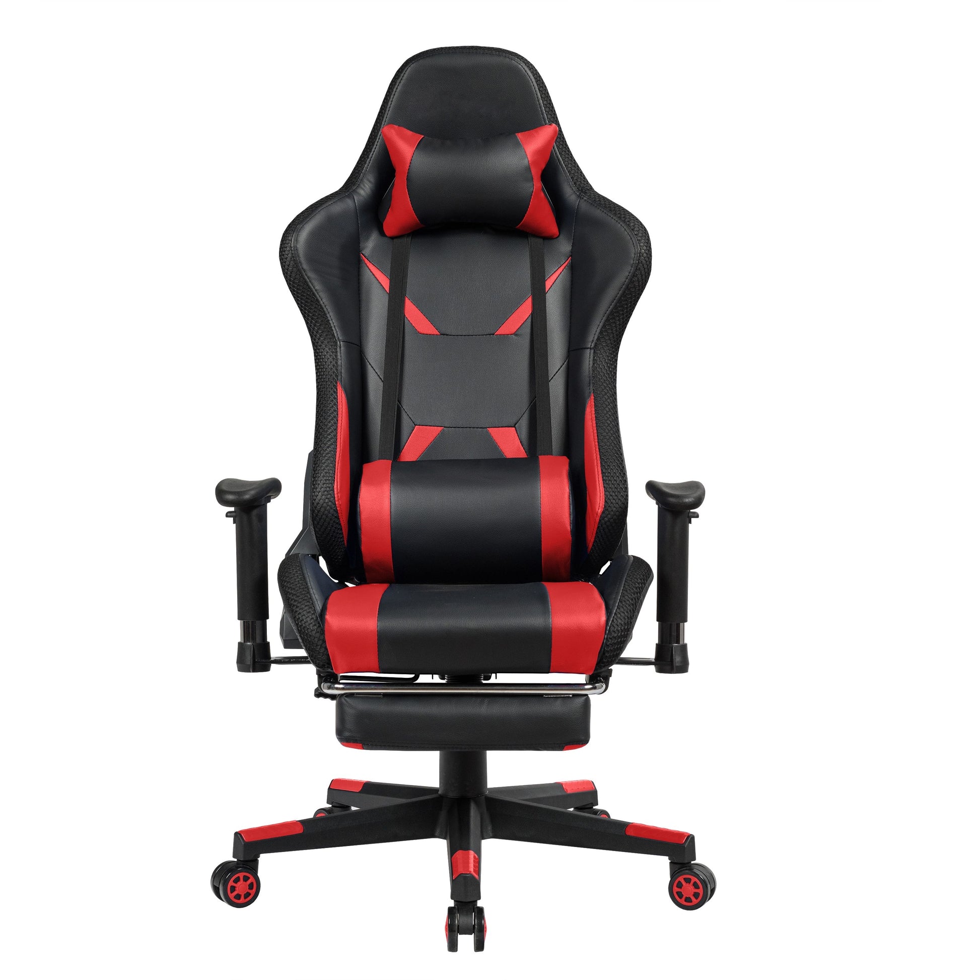 Chaise Gaming Fauteuil De Bureau Hauteur Ajustable Et Dossier Inclinable Repose Pieds Inclus Bleu/Rouge