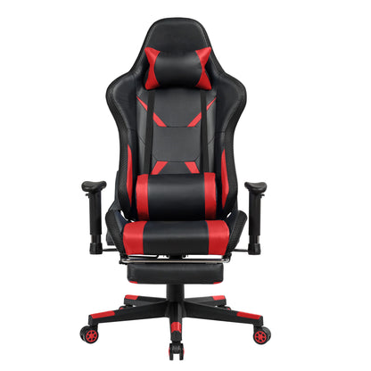 Chaise Gaming Fauteuil De Bureau Hauteur Ajustable Et Dossier Inclinable Repose Pieds Inclus Bleu/Rouge